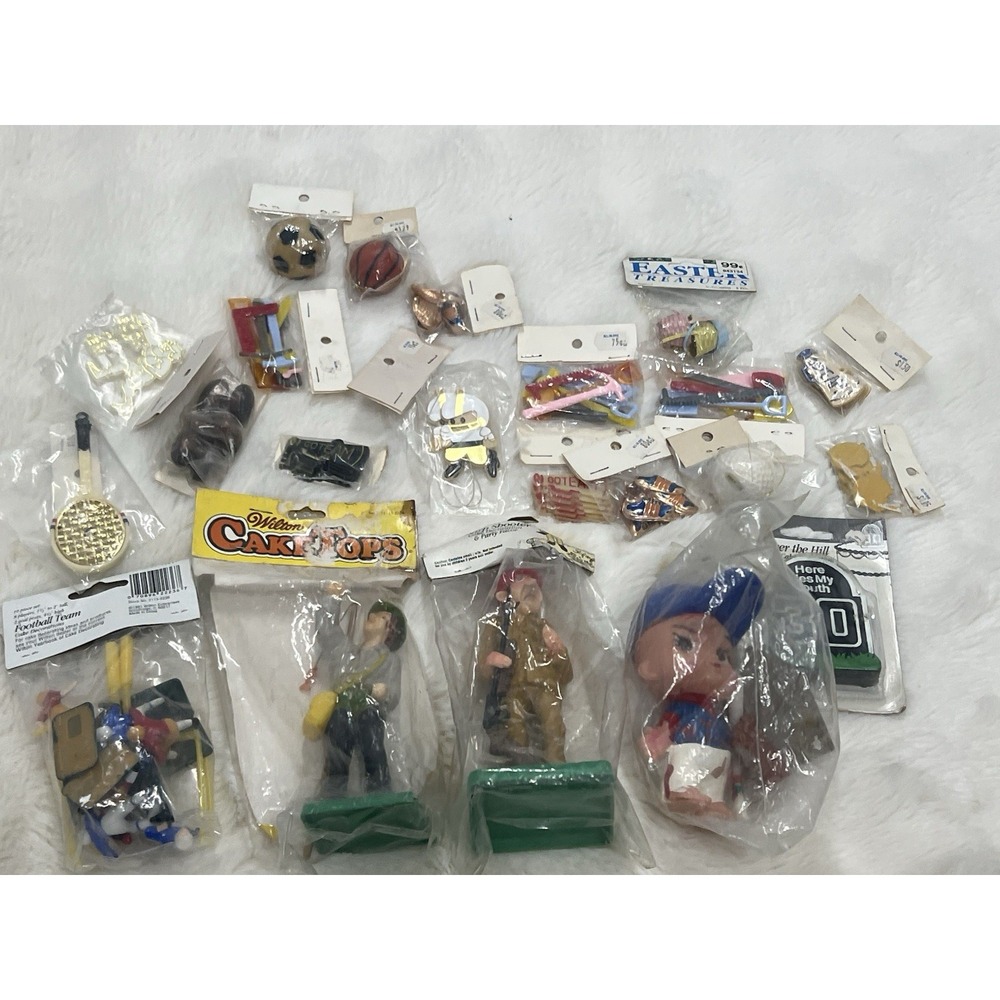 Vintage Wilton Cake Topper Lot Sports Hunting Birthday Crafting